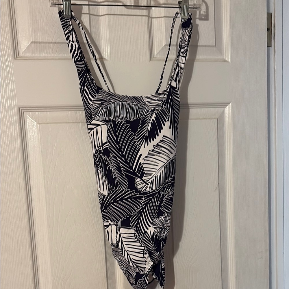 Nautica Blue and White One Piece Swimsuit Classic Cut